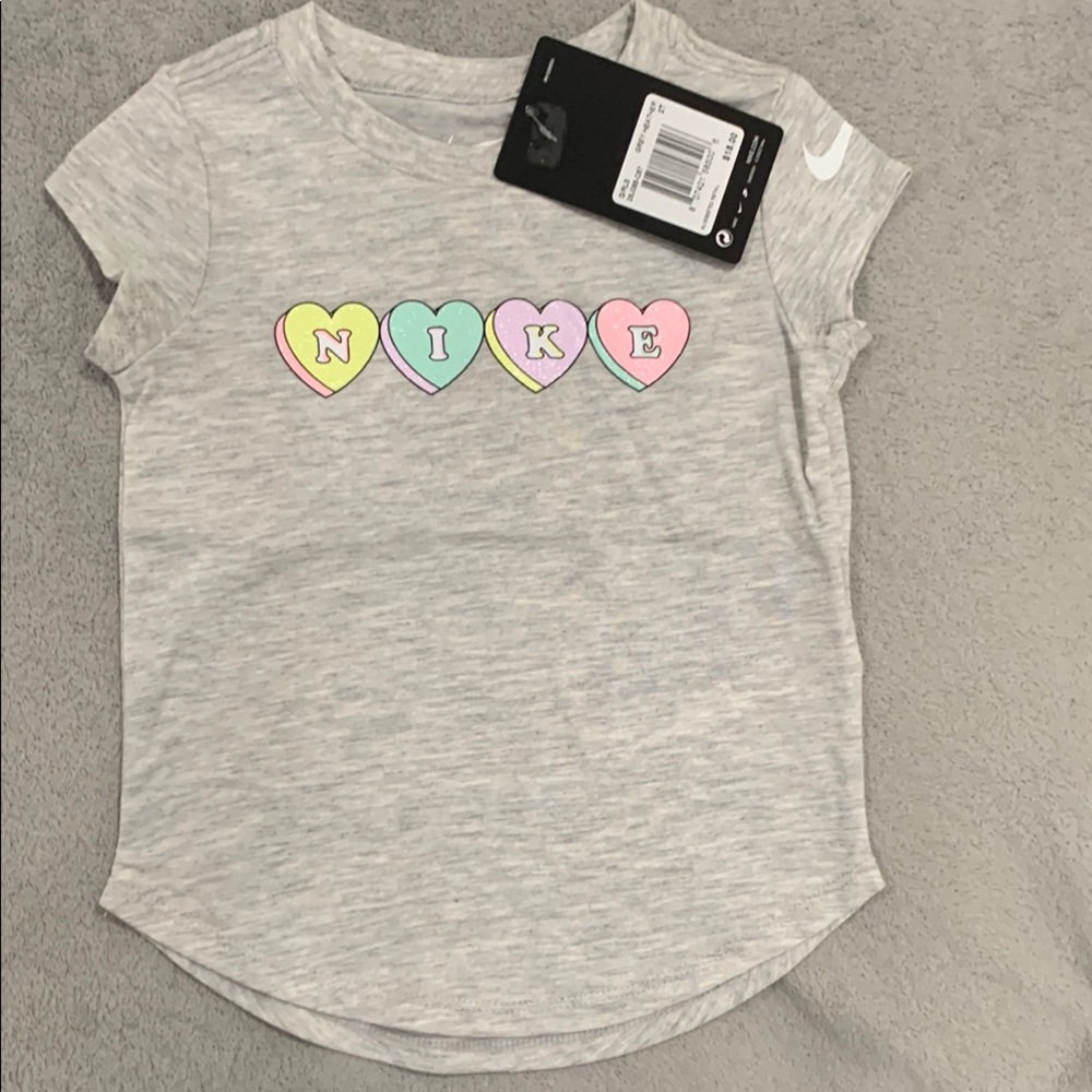 Nike Gray Short Sleeve Tee with Heart Design